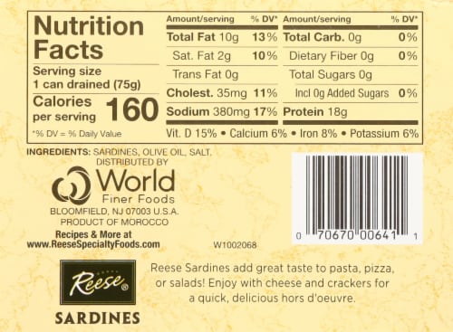 Reese® Boneless & Skinless Sardines in Oil Perspective: back