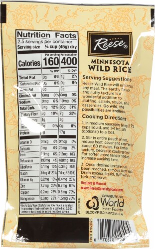 Reese® All Natural Paddy Grown Minnesota Wild Rice Perspective: back