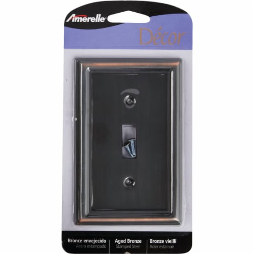 Amerelle® Chelsea Single Toggle Wall Plate - Aged Bronze Perspective: back