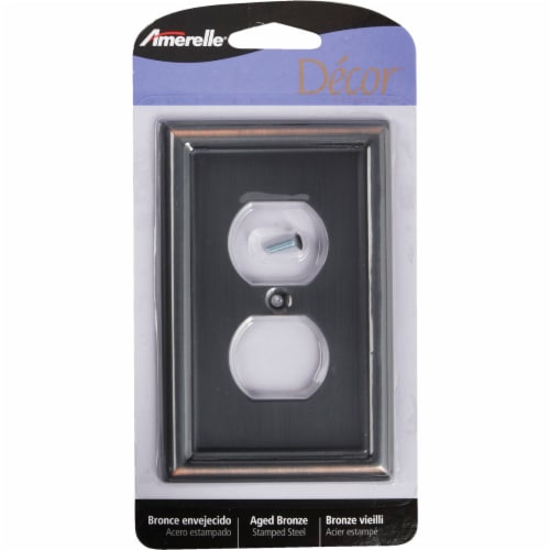 Amerelle Chelsea Duplex Receptacle Wall Plate - Aged Bronze Perspective: back