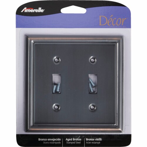 Amerelle® Chelsea Double Toggle Wall Plate - Aged Bronze Perspective: back