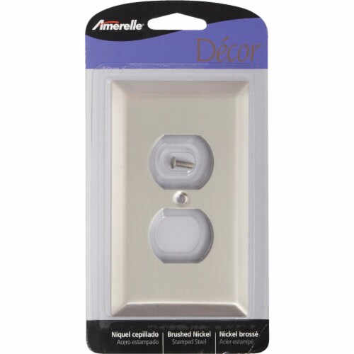 Amerelle 1-Gang Stamped Steel Outlet Wall Plate, Brushed Nickel 163DBN Perspective: back
