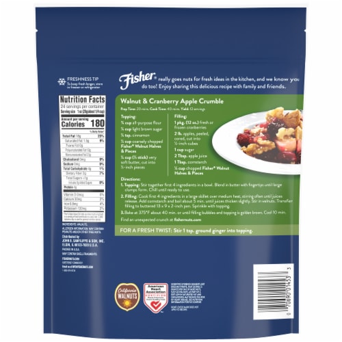 Fisher California Grown Unsalted Walnut Halves & Pieces Perspective: back