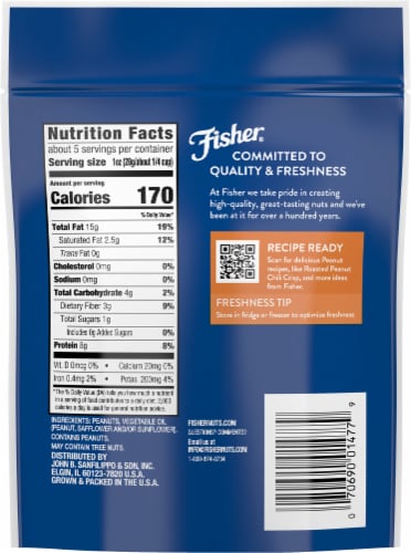Fisher® Roasted Unsalted Peanuts Perspective: back