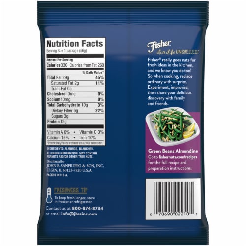 Fisher® Chefs Naturals® Slivered Almonds Perspective: back
