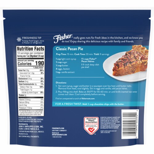 Fisher Unsalted Pecan Halves Perspective: back