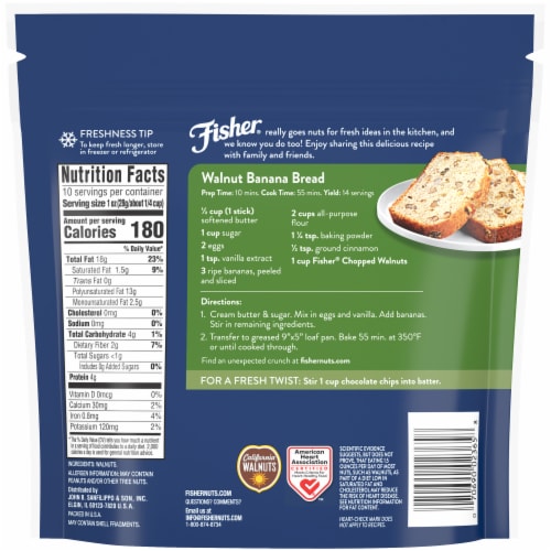 Fisher California Grown Unsalted Chopped Walnuts Perspective: back