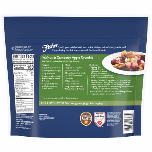 Fisher California Grown Unsalted Walnuts Perspective: back