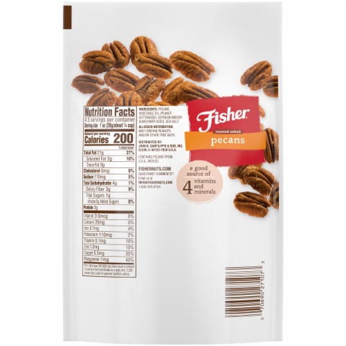 Fisher Snack Roasted Salted Pecans Perspective: back