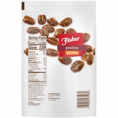 Fisher Snack Praline Pecans Perspective: back