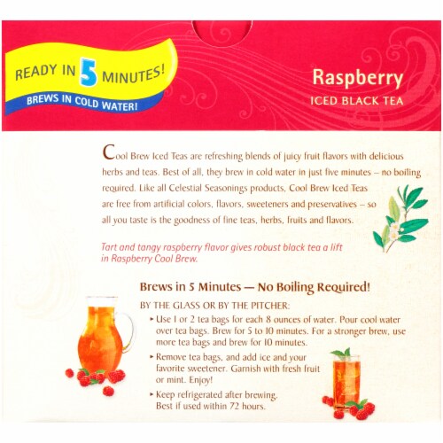 Celestial Seasonings Cool Brew Raspberry Iced Black Tea Bags Perspective: back