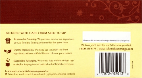 Celestial Seasonings Roastaroma Tea Bags 20 Count Perspective: back