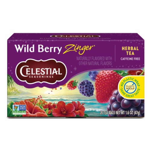 Celestial Seasonings® Caffeine Free Wild Berry Zinger® Herbal Tea Bags Perspective: back
