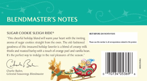 Celestial Seasonings® Sugar Cookie Sleigh Ride Holiday Tea Bags Perspective: back