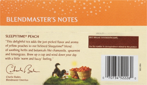 Celestial Seasonings Sleepytime Peach Herbal Tea Bags Perspective: back
