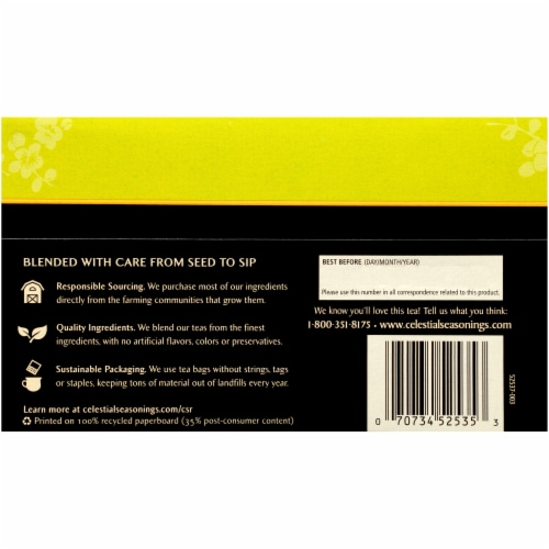 Celestial Seasonings Blackberry Pomegranate Sleepytime Decaf Green Tea Bags Perspective: back