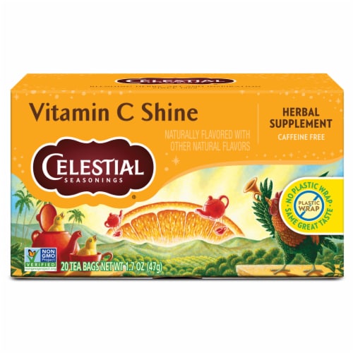 Celestial Seasonings Caffeine Free Vitamin C Shine Herbal Tea Perspective: back