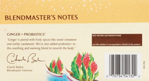 Celestial Seasonings® Caffeine Free Ginger + Probiotics Herbal Tea Bags Perspective: back
