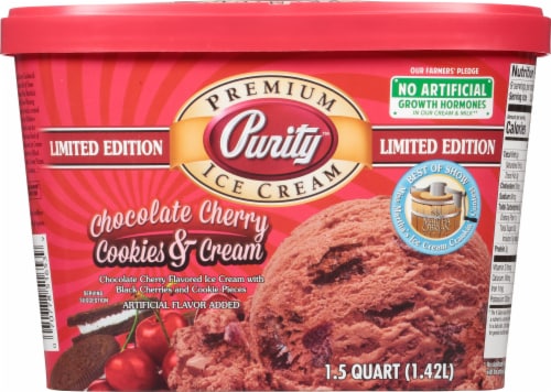 Purity Limited Edition Chocolate Cherry Cookies & Cream Premium Ice Cream Perspective: back