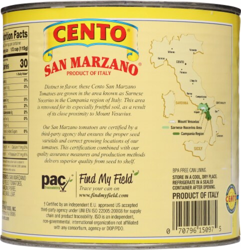 Cento® San Marzano Peeled Tomatoes Perspective: back