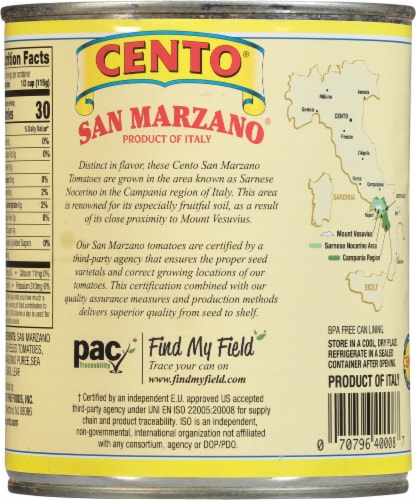Cento® San Marzano® Certified Peeled Tomatoes Perspective: back
