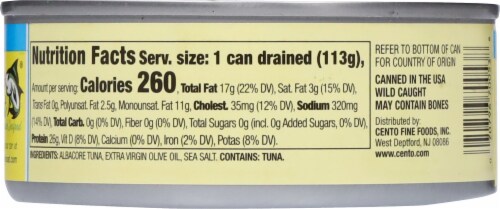 Cento® Solid White Albacore Tuna in Olive Oil Perspective: back