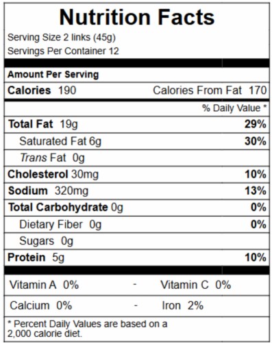 Smithfield® All Natural Hometown Original Fully Cooked Pork Sausage Links Perspective: back
