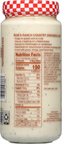 Bob's Famous Ranch Country Salad Dressing & Dip Perspective: back