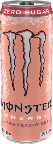 Monster® Zero Sugar Ultra Peachy Keen Energy Drink Multipack Cans Perspective: back