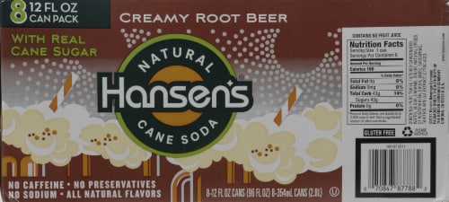 Hansen's Creamy Root Beer Soda Perspective: back