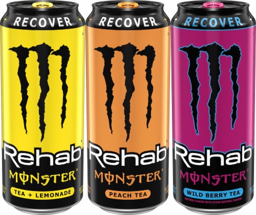Monster® Rehab Energy Drink Variety Pack Cans Perspective: back