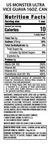 Monster® Zero Sugar Ultra Vice Guava Energy Drink Can Perspective: back