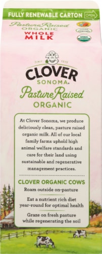 Clover Organic Farms Vitamin D Whole Milk Perspective: back