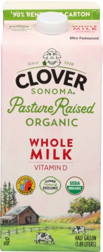 Clover Sonoma Organic Whole Milk 0.5 gal Perspective: back