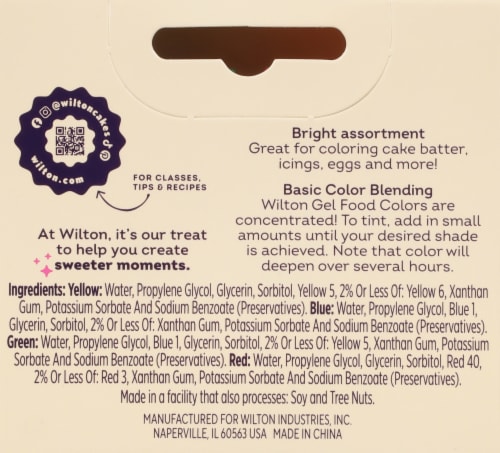 Wilton® Primary Gel Food Colors Perspective: back
