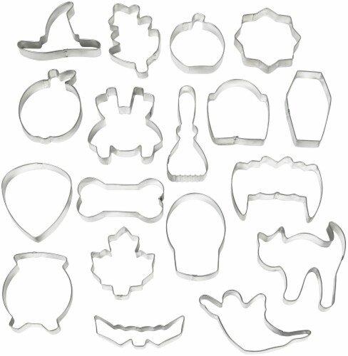 Wilton Metal Cookie Cutter Tub 18/Pkg-Halloween Perspective: back