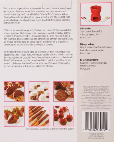 Wilton Ceramic Fondue Set - Red Perspective: back