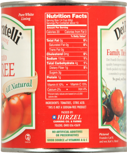 Dei Fratelli Tomato Puree Perspective: back