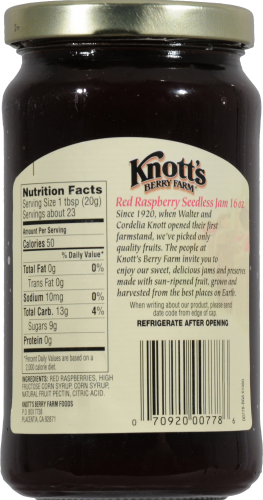 Knott's Berry Farm Pure Seedless Red Raspberry Jam Perspective: back