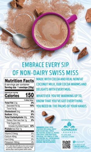 Swiss Miss™ Chocolate Non Dairy Hot Cocoa Mix Perspective: back