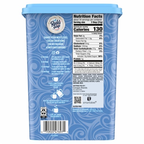 Swiss Miss Milk Chocolate Flavored Hot Cocoa Mix Perspective: back