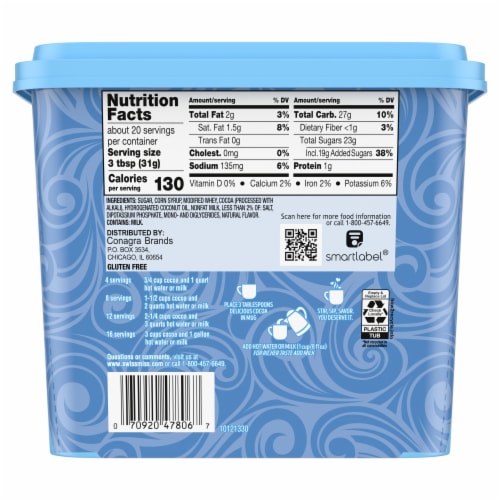 Swiss Miss Milk Chocolate Flavored Hot Cocoa Mix Perspective: back