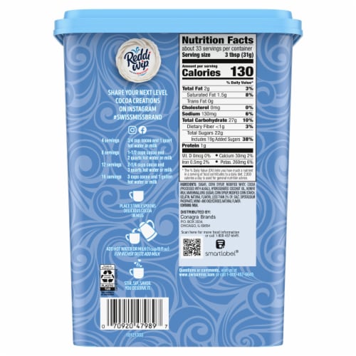 Swiss Miss Hot Cocoa Drink Mix Milk Chocolate With Marshmallows Perspective: back