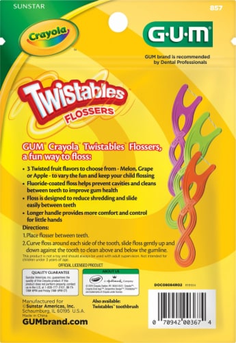 GUM® Crayola™ Twistables Twisted Fruit Flavored Flossers Perspective: back