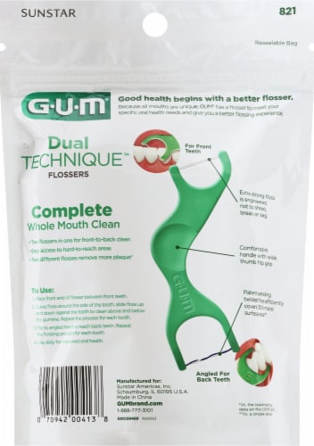 GUM® Dual Technique™ Fresh Mint Flossers Perspective: back