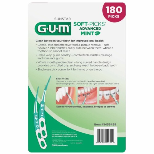 GUM Soft-Picks Advanced Mint, 180 Count Perspective: back