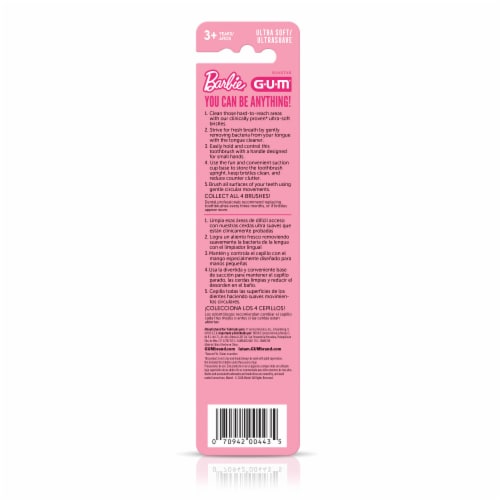 GUM Barbie Ultra Soft Toothbrushes Perspective: back