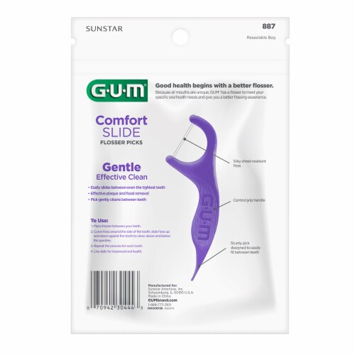 GUM Comfort Slide Fresh Mint Flosser Picks Perspective: back