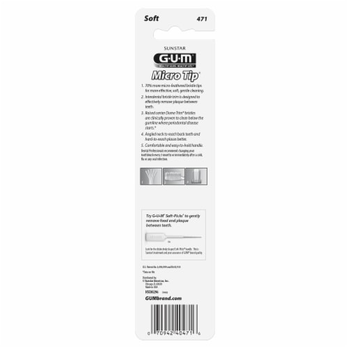 GUM® Micro Tip Soft Toothbrushes Perspective: back