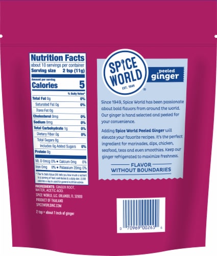 Spice World™ Fresh Peeled Ginger Bag Perspective: back
